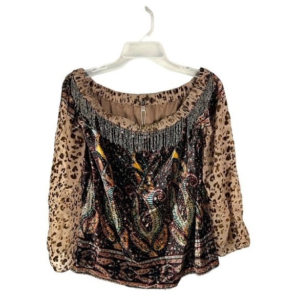 Haute Hippie Velvet Sahara Off-the-Shoulder Beaded Top Size Small NEW NWT - Picture 8 of 9